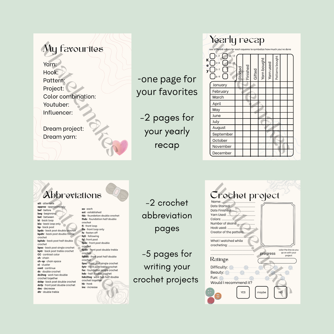 📔 🎀 Aesthetic Crochet Journal – 41-Page PDF 🧶 ✨